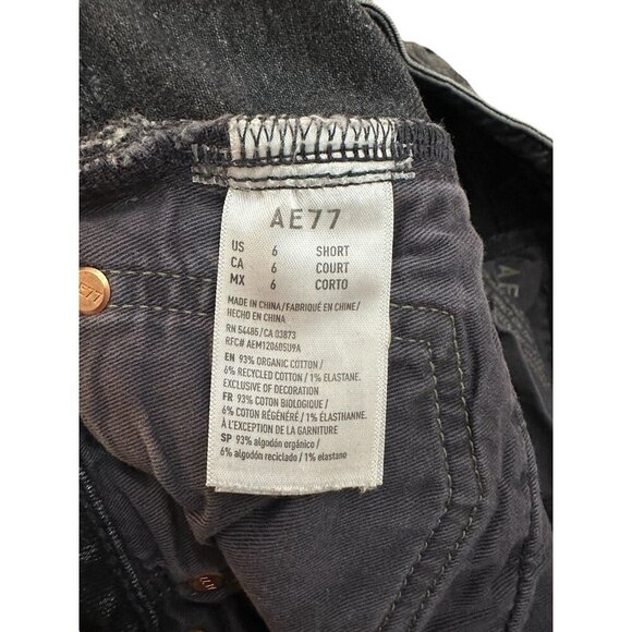 AE77 Mom Jeans size 6 Black Denim Distressed Stretch - Picture 3 of 8